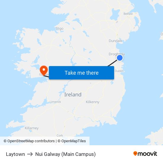 Laytown to Nui Galway (Main Campus) map