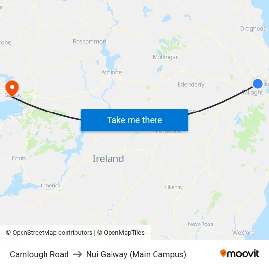 Carnlough Road to Nui Galway (Main Campus) map