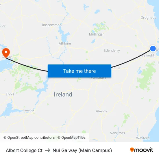 Albert College Ct to Nui Galway (Main Campus) map