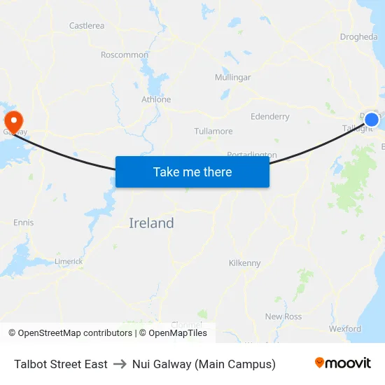 Talbot Street East to Nui Galway (Main Campus) map