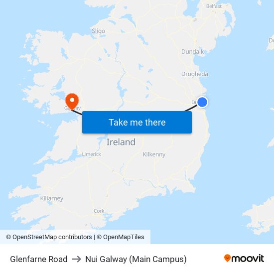 Glenfarne Road to Nui Galway (Main Campus) map