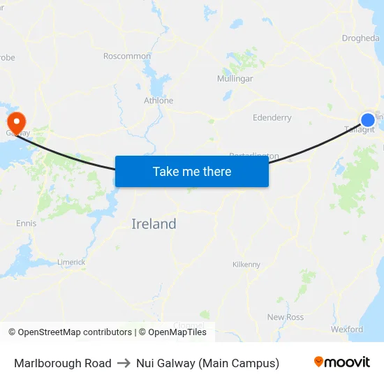Marlborough Road to Nui Galway (Main Campus) map