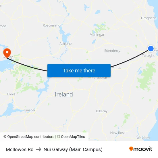 Mellowes Rd to Nui Galway (Main Campus) map