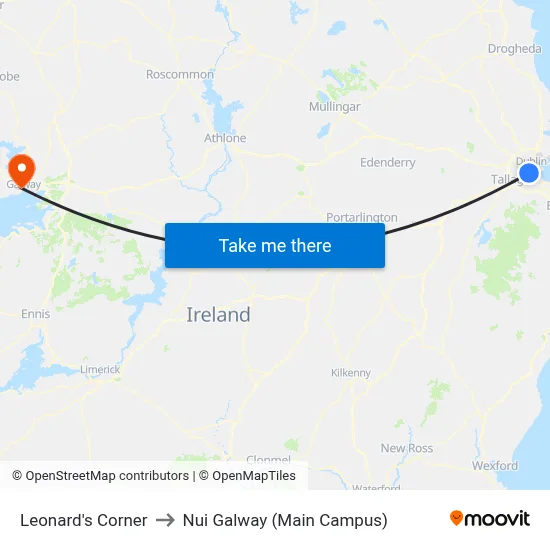 Leonard's Corner to Nui Galway (Main Campus) map
