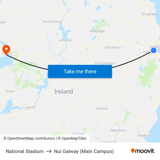 National Stadium to Nui Galway (Main Campus) map