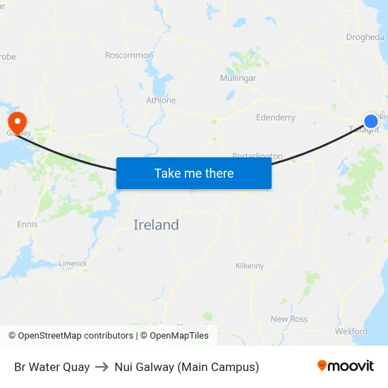 Br Water Quay to Nui Galway (Main Campus) map