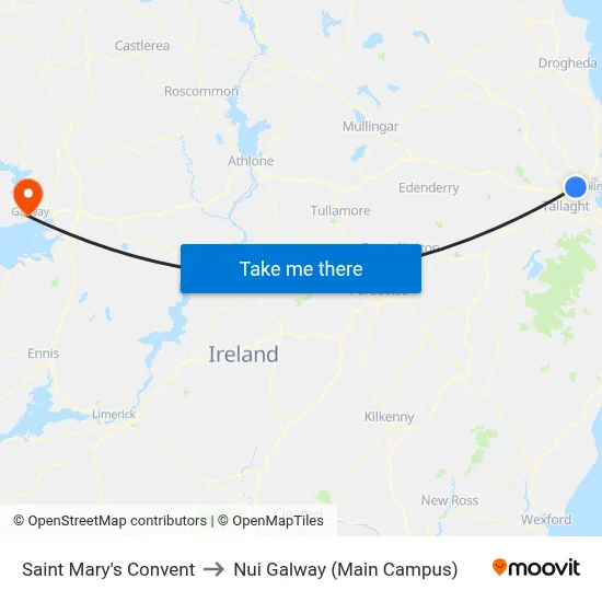 Saint Mary's Convent to Nui Galway (Main Campus) map