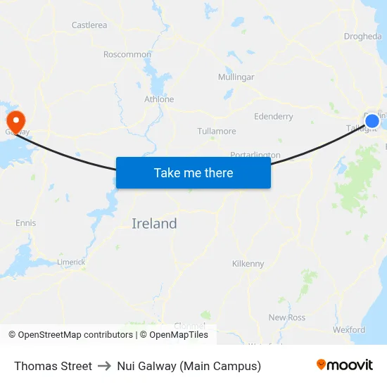 Thomas Street to Nui Galway (Main Campus) map