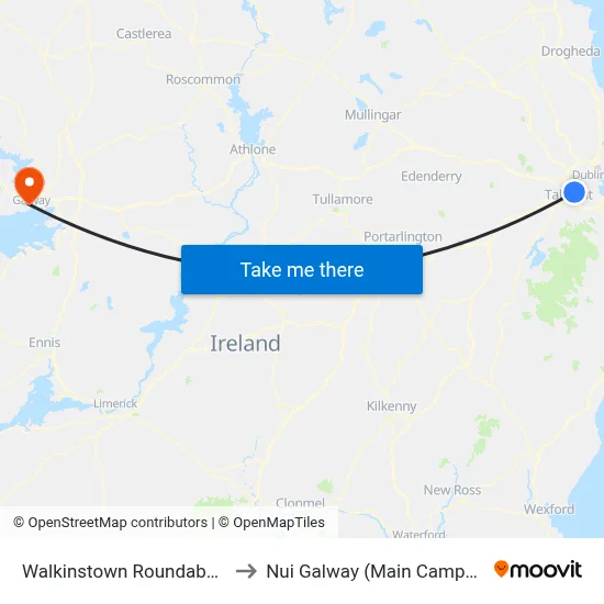 Walkinstown Roundabout to Nui Galway (Main Campus) map