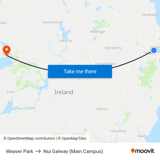 Weaver Park to Nui Galway (Main Campus) map