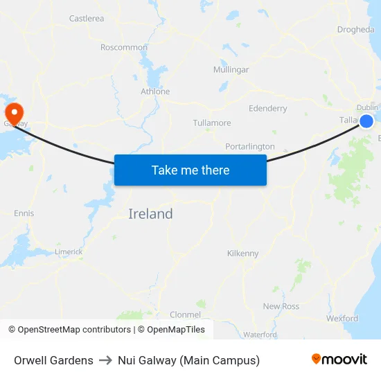 Orwell Gardens to Nui Galway (Main Campus) map