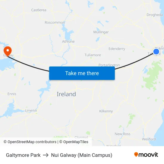 Carrow Road to Nui Galway (Main Campus) map