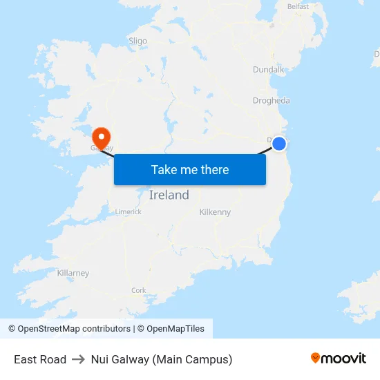 East Road to Nui Galway (Main Campus) map
