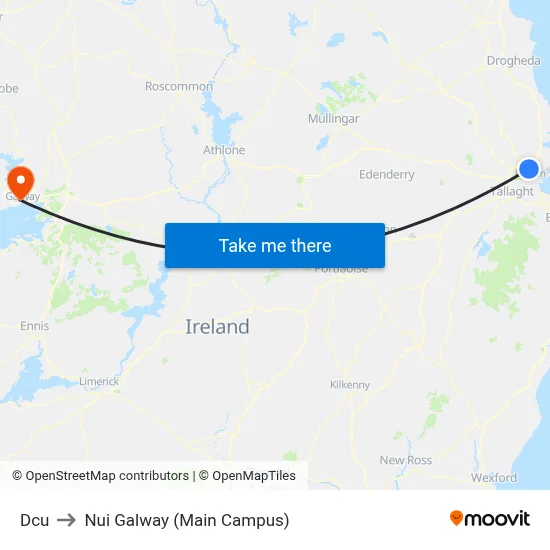 Dcu to Nui Galway (Main Campus) map