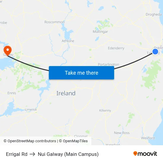 Errigal Rd to Nui Galway (Main Campus) map