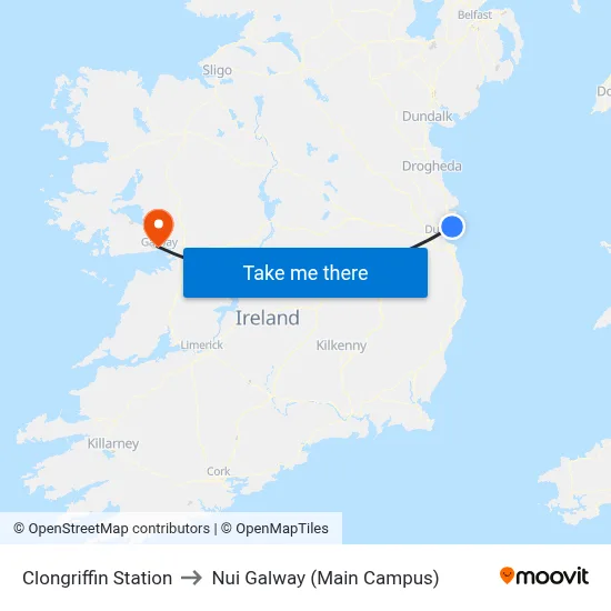 Clongriffin Station to Nui Galway (Main Campus) map