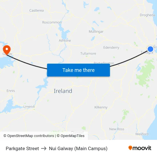 Parkgate Street to Nui Galway (Main Campus) map