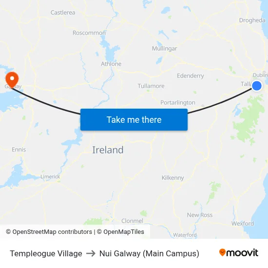 Templeogue Village to Nui Galway (Main Campus) map