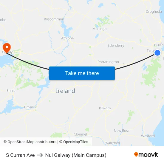 S Curran Ave to Nui Galway (Main Campus) map