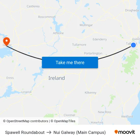 Spawell Roundabout to Nui Galway (Main Campus) map