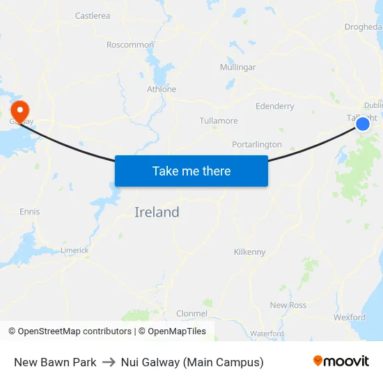 New Bawn Park to Nui Galway (Main Campus) map