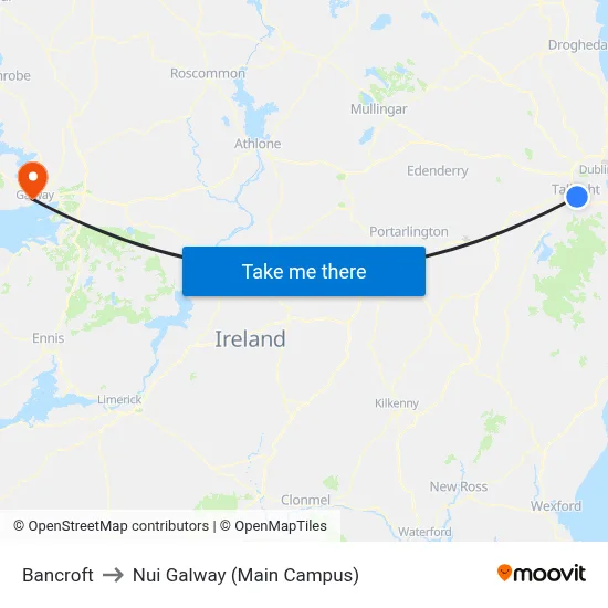 Bancroft to Nui Galway (Main Campus) map