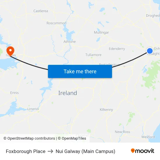 Foxborough Place to Nui Galway (Main Campus) map