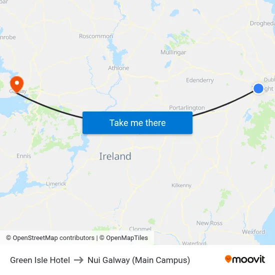 Green Isle Hotel to Nui Galway (Main Campus) map