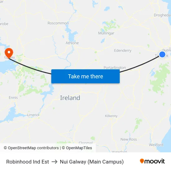 Robinhood Ind Est to Nui Galway (Main Campus) map