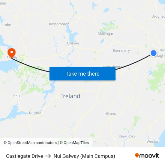 Castlegate Drive to Nui Galway (Main Campus) map