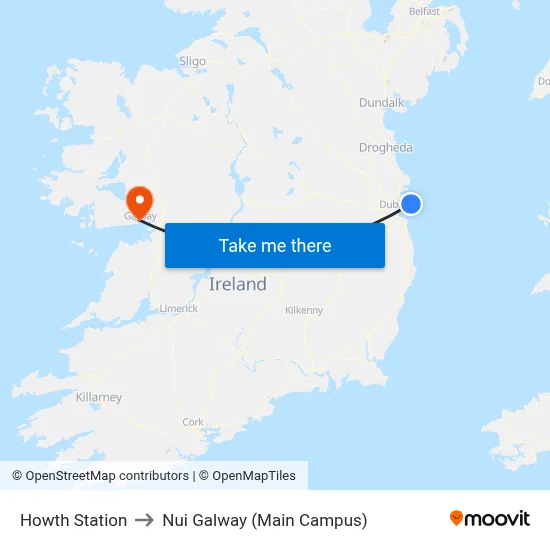 Howth Station to Nui Galway (Main Campus) map