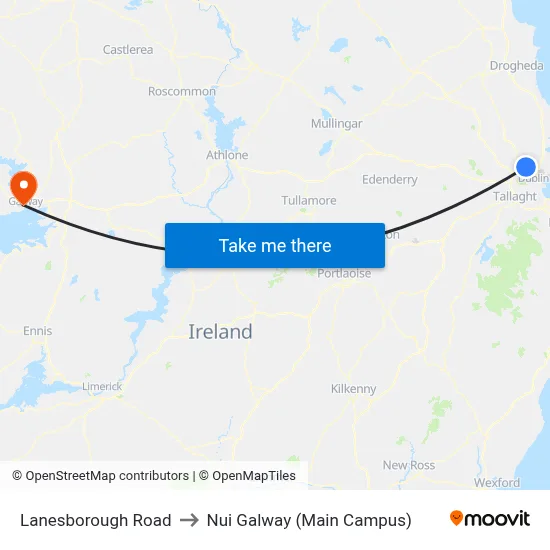 Lanesborough Road to Nui Galway (Main Campus) map