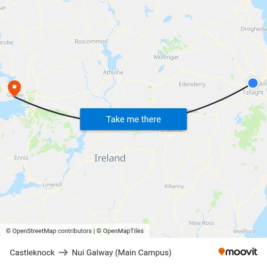 Castleknock to Nui Galway (Main Campus) map
