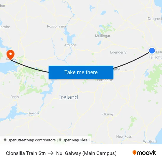 Clonsilla Train Stn to Nui Galway (Main Campus) map