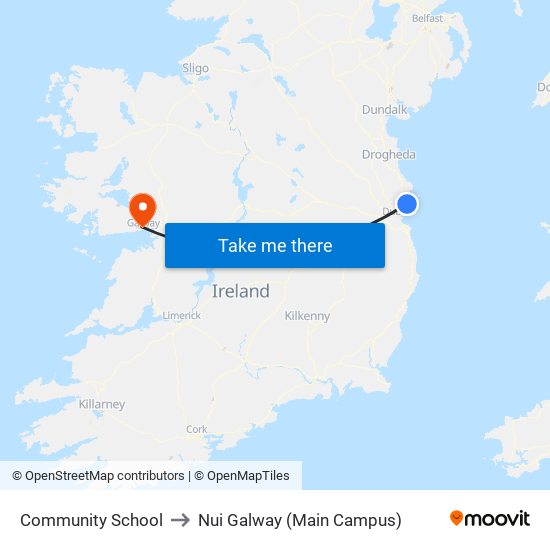 Community School to Nui Galway (Main Campus) map