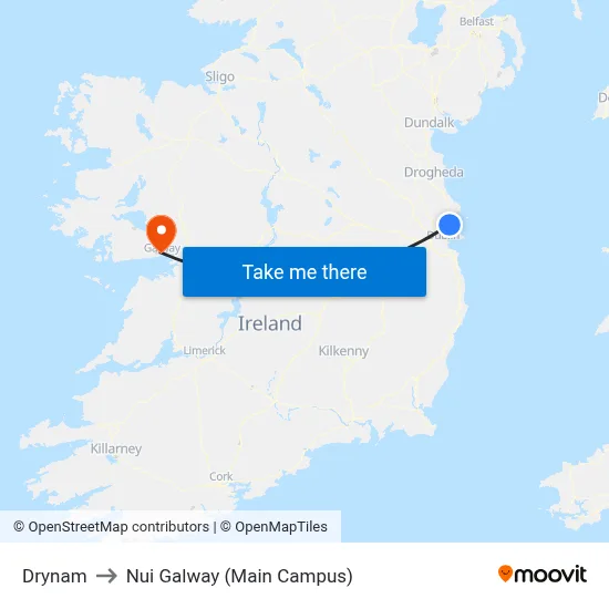 Drynam to Nui Galway (Main Campus) map
