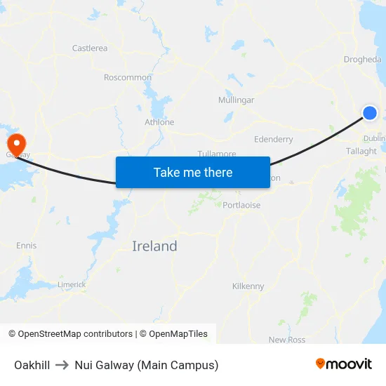 Oakhill to Nui Galway (Main Campus) map