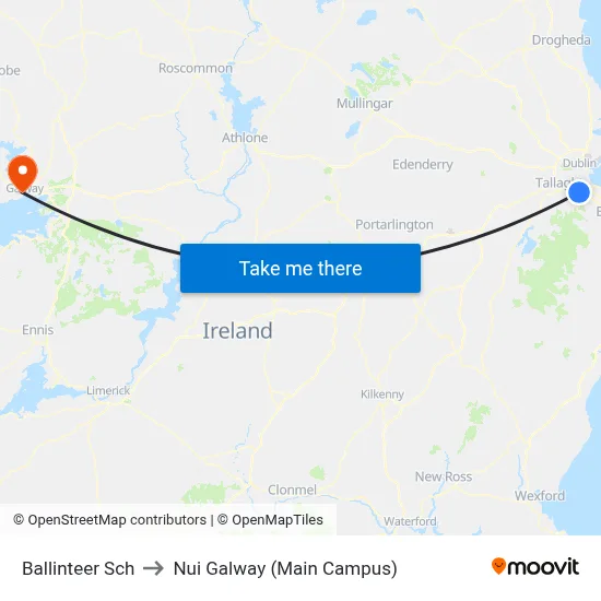 Ballinteer Sch to Nui Galway (Main Campus) map