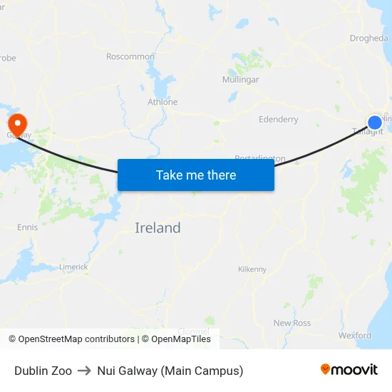 Dublin Zoo to Nui Galway (Main Campus) map