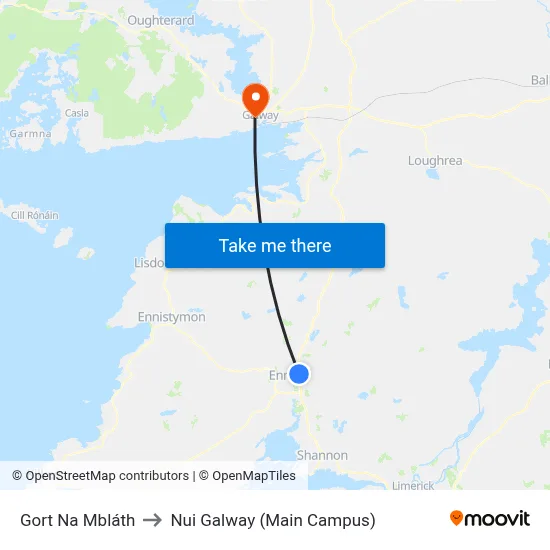 Gort Na Mbláth to Nui Galway (Main Campus) map