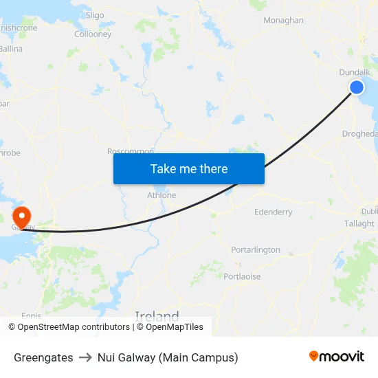 Greengates to Nui Galway (Main Campus) map