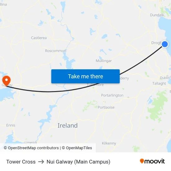 Tower Cross to Nui Galway (Main Campus) map