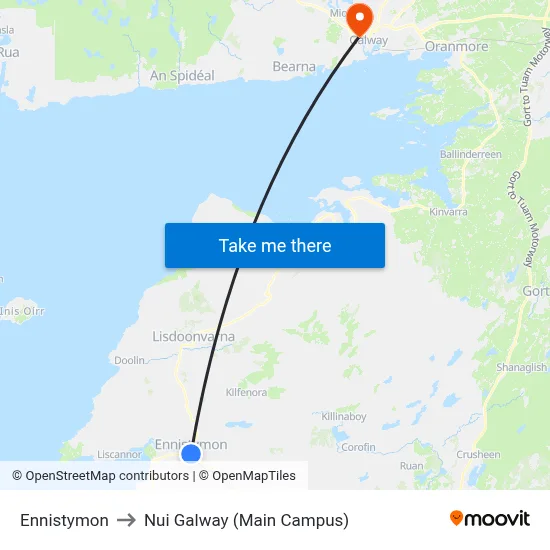 Ennistymon to Nui Galway (Main Campus) map
