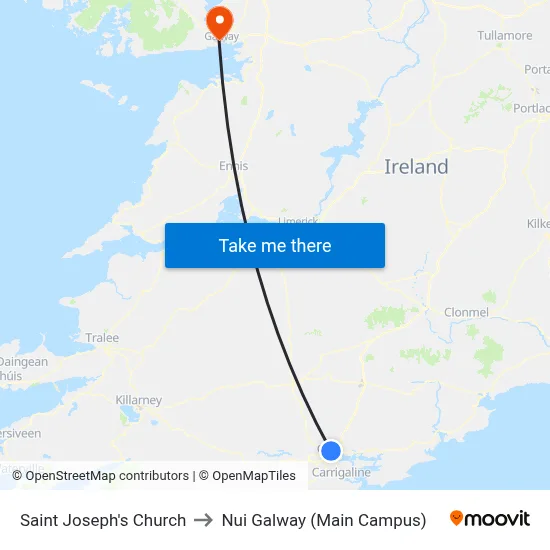 Saint Joseph's Church to Nui Galway (Main Campus) map