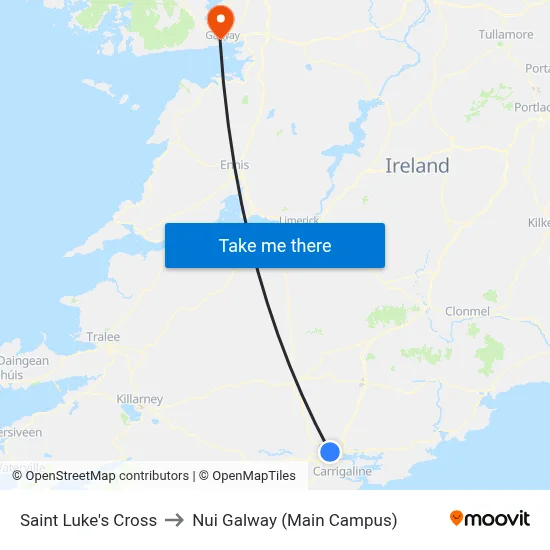 Saint Luke's Cross to Nui Galway (Main Campus) map