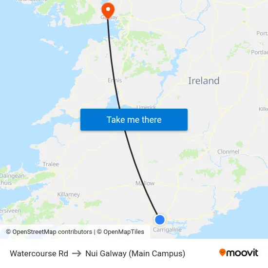 Watercourse Rd to Nui Galway (Main Campus) map