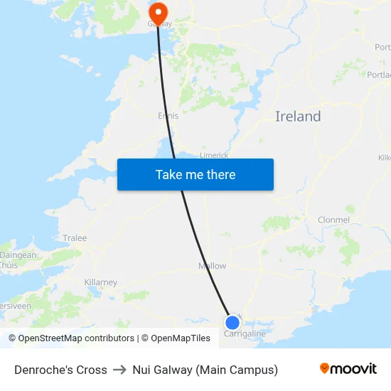 Denroche's Cross to Nui Galway (Main Campus) map