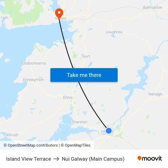 Island View Terrace to Nui Galway (Main Campus) map