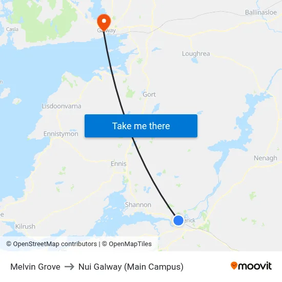 Melvin Grove to Nui Galway (Main Campus) map