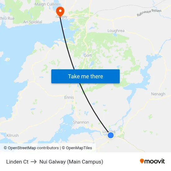 Linden Ct to Nui Galway (Main Campus) map